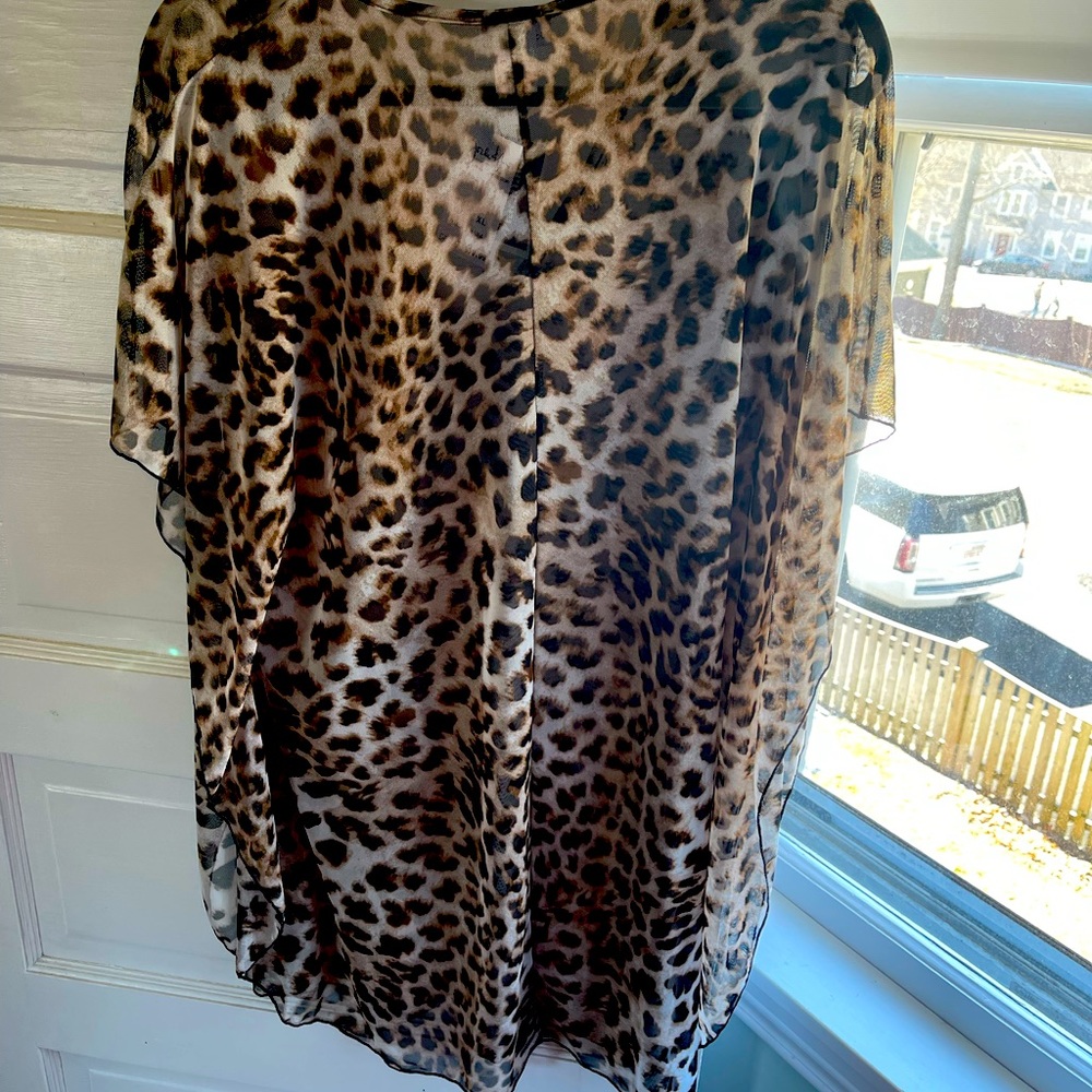Jordan Taylor sheer Leopard print Short Sleeve Shirt